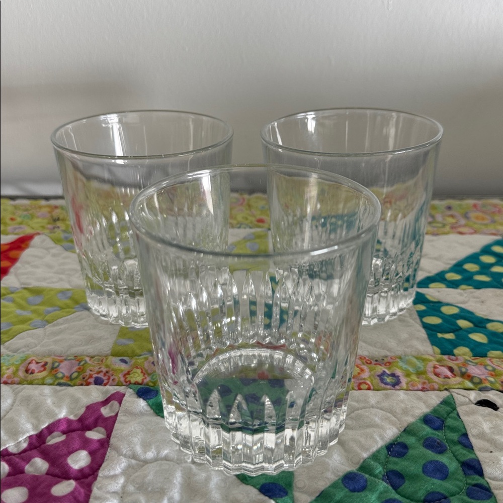 Vintage 70s Crisal Portugal Lead Crystal Cut Glass Old Fashioned Whiskey Glasses